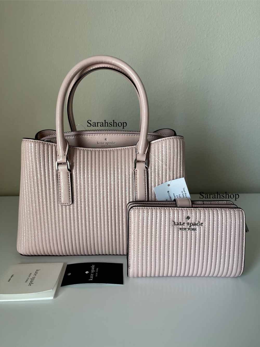 ♠️Kate Spade Thompson Street Shiny Quilted Small Satchel Bag Set